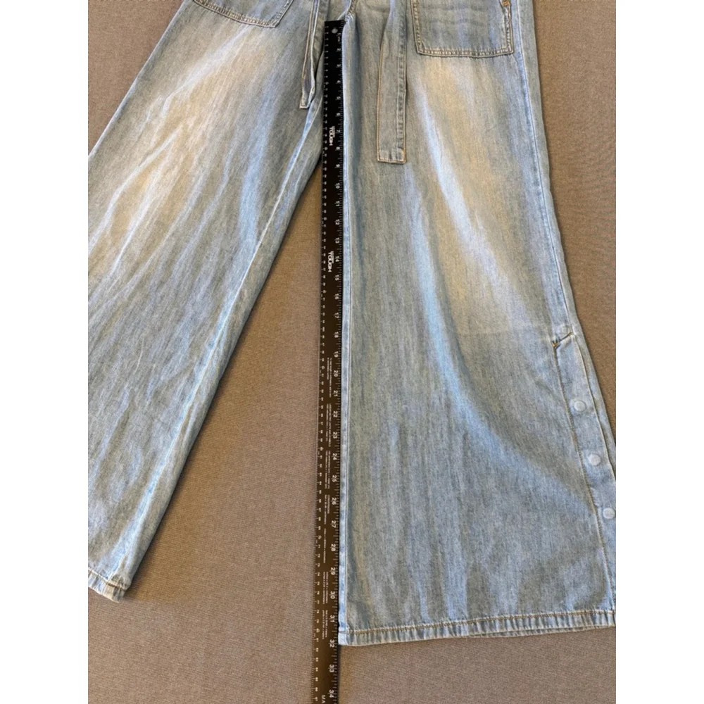 Anthropologie Pilcro high-rise, wide-leg, tie-waist jeans light blue SZ 28 - Picture 5 of 9